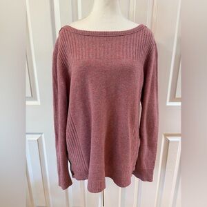 Madewell Dusty Rose Wool Boatneck Sweater with Side Buttons Size XL